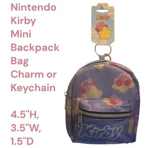 Nintendo Kirby Mini Backpack Keychain, Bag Charm - Lavender